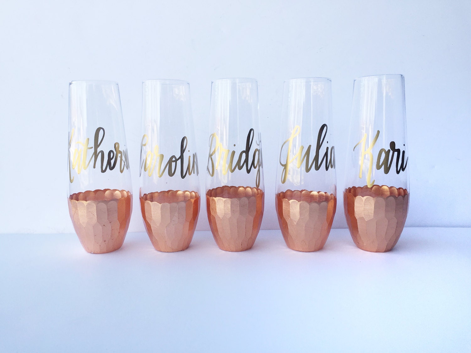 Rose Gold Dipped Stemless Champagne Flutes Bachelorette Party
