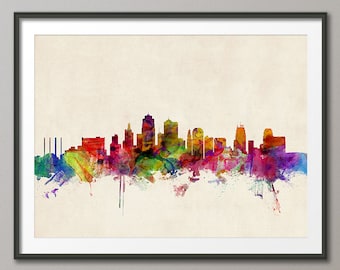 Kansas City Skyline Cityscape Art Print (968)