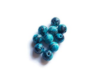 Rain blue x 10 stone round beads