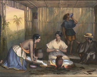 Poster, Many Sizes Available; Las Tortilleras Women Making Tortillas, Early 19Th Century Mexico By Frederic Lehnert