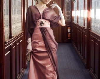 Edwardian Misty Rose Dress, Downtown Abbey 1910s Gown