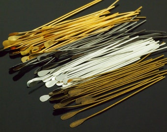 22 gauge Teardrop Paddle Head Pins - 2 inches - Silver and Gold Plate, Antique Gold & Gunmetal - Best Commercially Made - 100% Guarantee