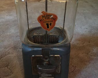 1950's Oak Acorn Gumball Machine