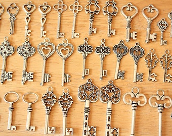 100 Vintage Style Skeleton Keys Collection Antique Silver