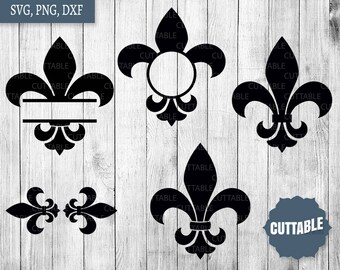 Fleur de Lis svg cut files, dxf fleur de lis cut file, fleur di lis monogram cut file for cricut and silhouette, cutting file commercial use