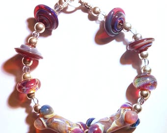AJs Sterling Silver Borosilicate Boro Glass Lampwork Dog Lover Bracelet