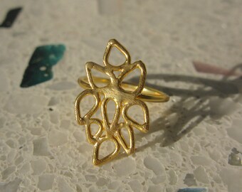 Gold-Plated Intricate Lace Ring