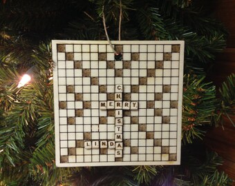 Scrabble Board Personalized Christmas Ornament