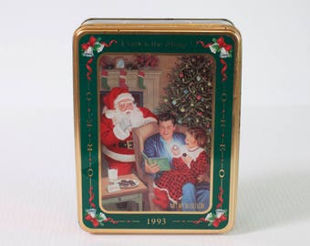 Vintage 1993 Oreo Christmas Cookie Tin - Santa Claus Cookie Tin