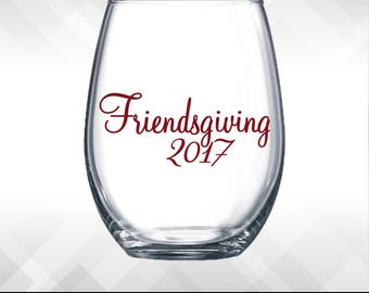 Friendsgiving Decal - Fancy Version - Thanksgiving decals - Holiday Vinyl Sticker for wine glasses, tumblers, etc DECAL only