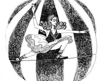 Cloud Mini Print ~ Tightrope Walker ~ Print of Original Artwork