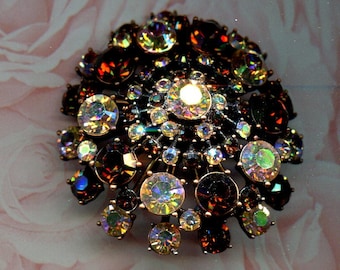 Vintage Pin/Brooch*signed JOAN RIVERS*large rich AUTUMN colors (011)