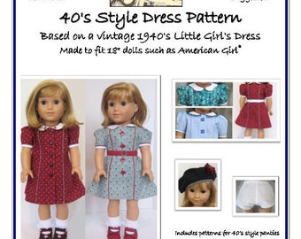 Forties Style Doll Dress Pattern for 18" AG dolls