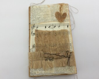 Shabby Scrappy Journal, 4 1/4 x 7, Junk Journal, Tea Dye Journal, Mini Album, Photo Album, Vintage Journal,