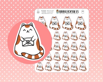 Happy Mail Calico Kawaii Cat Planner Stickers Cute Happy Post Kitty Kitten Erin Condren Happy Planner Paw Stickers