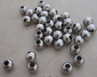 100 stainless steel beads 5mm round