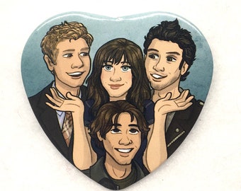 Gilmore Girls Rory Gilmore Dean Logan Jess heart shaped 2" pinback button