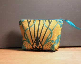 Yellow Filigree Zipper Pouch