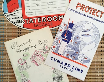 Set of Pristine Vintage Cunard Line Steamship Passenger Ephemera