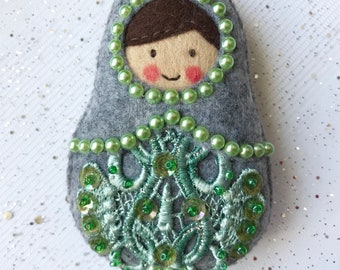 Matryoshka, babushka, russian doll, Keychain Felt