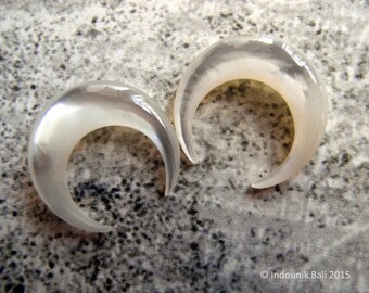 Micro Double Horn 15mm Carved Mother of Pearl Shell Earring Pair Undrilled Beads