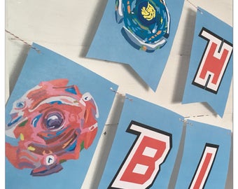 Digital BeyBlade Happy Birthday Party Banner Decoration Bey Blade Decor PDF files Spinning Tops 爆転シュートベイブレード instant download