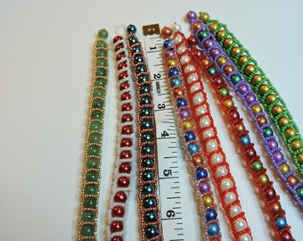 Beaded Bracelets with built in clasp ... 8mm Round Glass beads and Small Seed beads