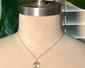 Sterling and blackened sterling disks drops on sterling silver necklace
