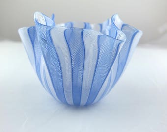 Vintage Original Venini Murano Italia Glas Fazzoletto Vase Design 1950s 1960s, Signiert