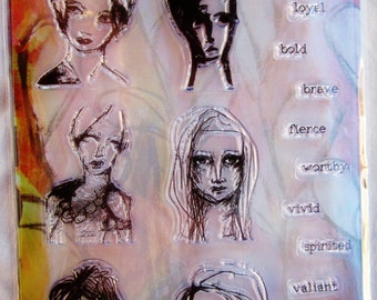 Gal Quotes Dina Wakley Media Clear Acrylic Stamp & Stencil Set MDZ49517 NEW!