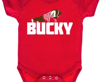 Wisconsin Badgers Bucky Badger Pushup Onesie