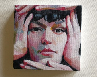 Jenny / Tiny canvas print - Print of Original acrylic painting-Digital print -mounted print - wall hanging