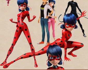 MIRACULOUS LADYBUG clipart, Ladybug images, Ladybug png, digital clipart, digital print, png file, transparent backgrounds, cartoon clipart