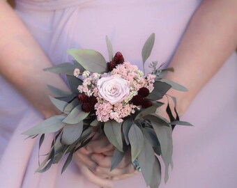 Dried Flower Bouquet | Single Flower Bouquet|Small Bridesmaid Bouquet | Burgundy Blush Bouquet | The Salina Belle Collection Petite Bouquet