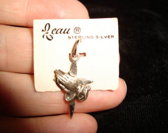 Beau Sterling Praying Hands over a Cross Bracelet Charm