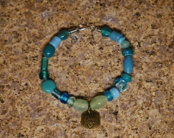 Blue/Turquoise Love Charm Bracelet