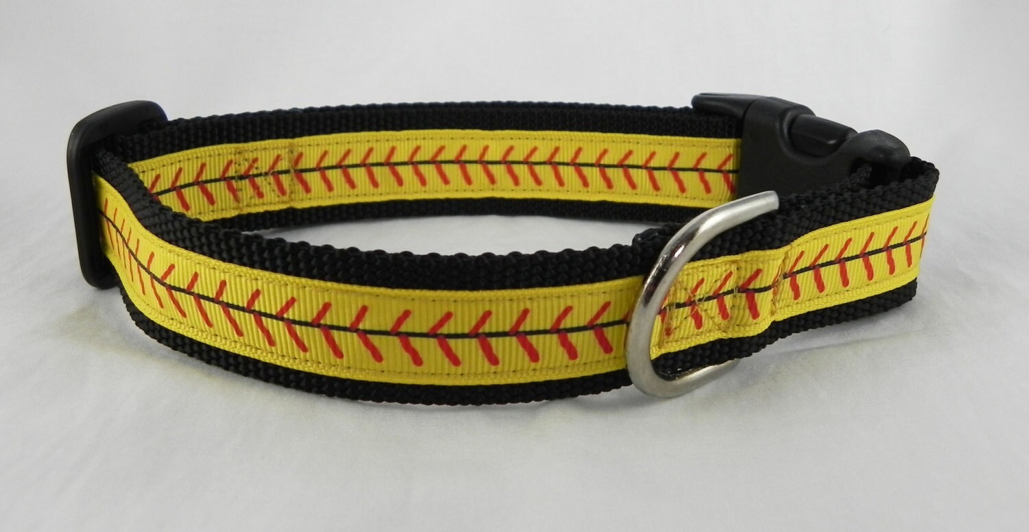 Softball Stitches Dog Collar