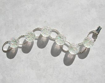 Clear Dichroic Glass Link Bracelet Fused Glass Jewelry Fused Glass Bracelet Dichroic Glass Jewelry Gifts under 50
