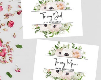 Set of 2, To My MOM Card, To My DAD Card, Mother of the Bride Card, Father of the Bride Card, Mother Card, Father Card, Greenery Wedding