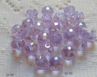 24 Lovely Lilac Purple AB Faceted Rondelle Crystal Beads 4mm x 6mm
