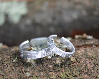 Coordinates Rings Set | Long Distance Relationship | Anniversary Gifts For Boyfriend | Best Friend Gift | Boyfriend Gift | Engagement Gift