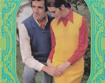 Paton's Classic Series Knitting Pattern No 104 Sleeveless Pullovers/Vests (Vintage 1970s)