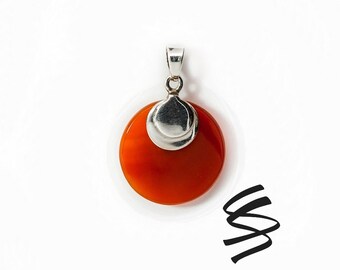 Carnelian Necklace Silver Statement Necklace Birthstone Jewelry Red Gemstone Jewelry Sterling Silver Necklace Carnelian Stone Orange Agate