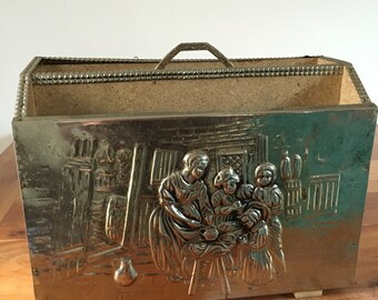 Vintage Brass Magazine Rack