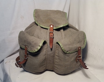 Vintage 1980's Military Green Canvas Backpack - NEW