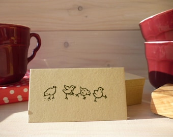 4 Chicks In A Row Olive Wood Stamp