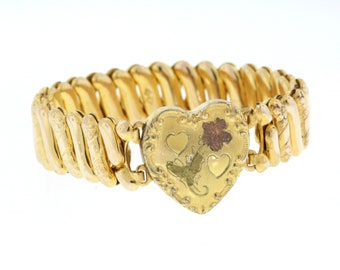 Vintage Gold Filled Heart Expansion Bracelet,1940s Sweetheart Bracelet