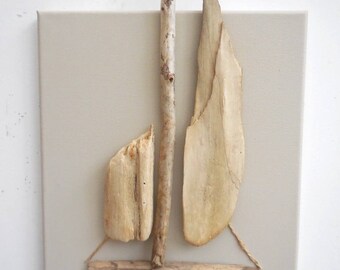 Canvas 3D wall decor - boat sails-deco Driftwood - sailboat - deco seaside - sailboat decor