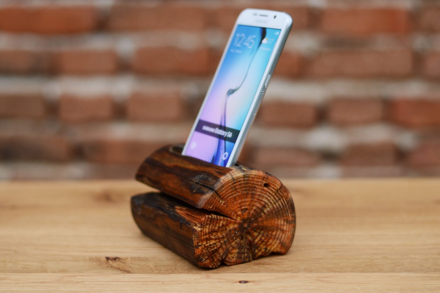 Wooden phone stand Samsung Galaxy S6 Dock Phone holder Docking