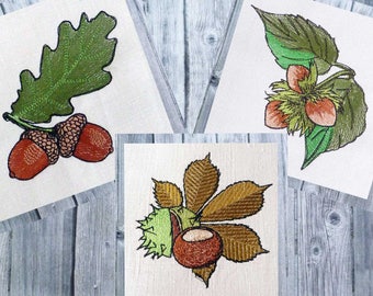 Embroidery file set Herbstfruechte, Autumn fruit, autumn foliage, 10x10 frame, Herbstdeko embroidery,